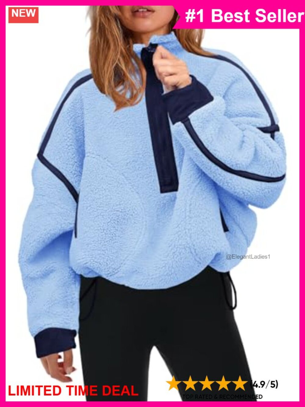 Women's Half Zip Fleece Pullover Sherpa Sweatshirt Soft Warm Winter